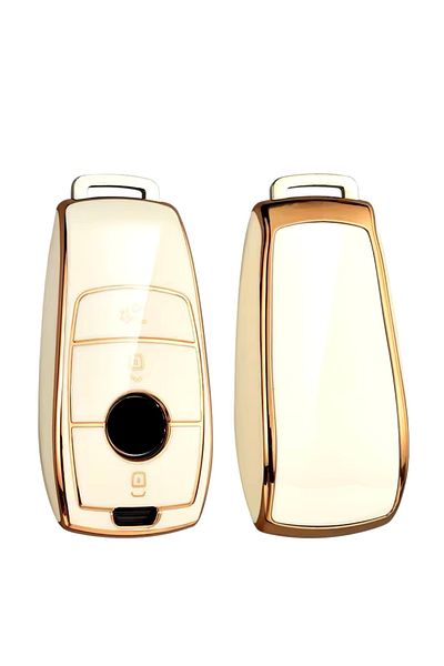 YıldızTuning Key Case Cover for Mercedes C Series W205 White-Gold