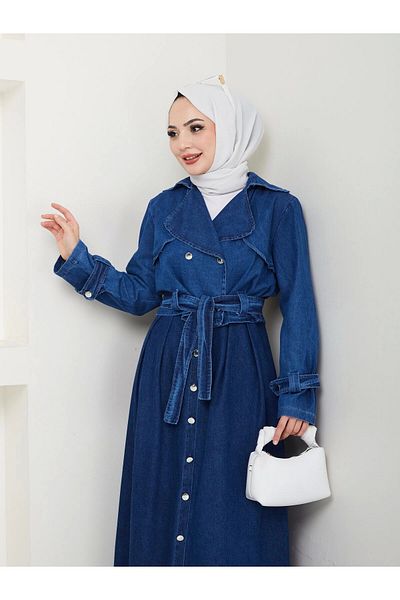 EFSUN MODA Dark Jeans Saw Suit with Skirt Jacket