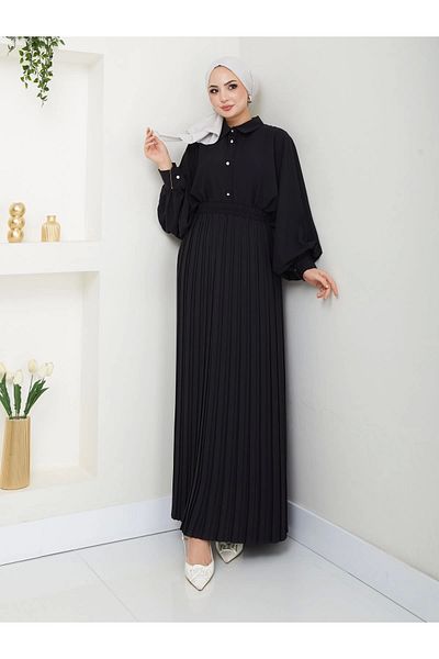 EFSUN MODA Skirt Ply Shirt Collar Saw Suit Black