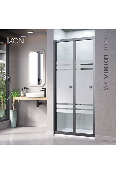 İkon store VİKKA | Siyah, Karolaj Buzlu Cam, Katlanır Duşakabin
