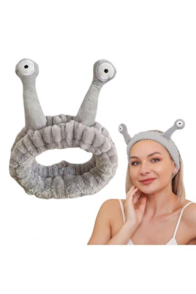 ECARLA Snail-type cosmetic headband – plush and soft, Ecarla, 20x5 cm, gray