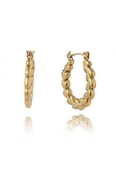 ECARLA Stainless steel earrings, 14K gold plated, with stud, Ecarla, KST3264
