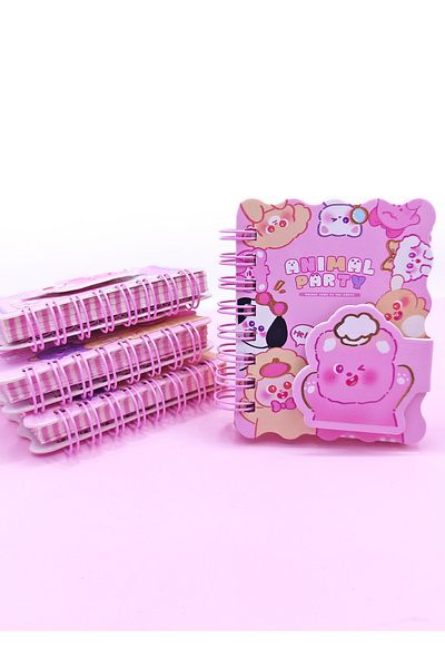 Limmy Mini blocnotes drăguț 7x8 cm Animal Party Velcro Pocket Size