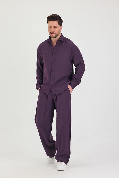Tarz Cool Men's Oversize Comfortable Fit Shirt-Pants Bottom-Top Set