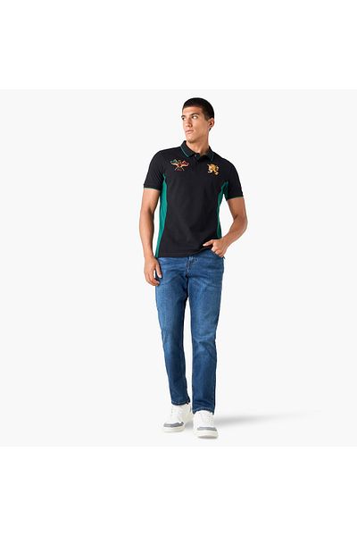 FAV Colourblock Polo T-shirt with Embroidered Detail and Short Sleeves