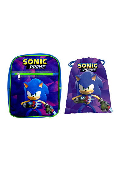 Sonic Set ghiozdan cu compartiment si buzunar, 29x24x10 cm si saculet sport 25x20 cm, multicolor, Sonic