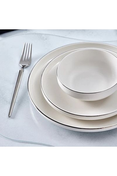 Karaca Streamline New Saturn V2 Platin Geschirrset für 6 Personen, 24-teilig