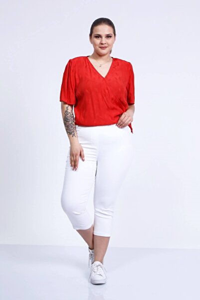 MYLİNE Бєлі Ластіклі Капрі Пантолон