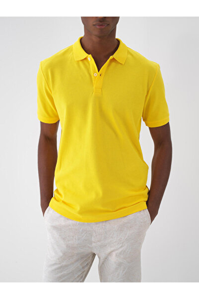 Xint Erkek Sarı Regular Fit Pamuklu Polo Yaka Basic Tişört