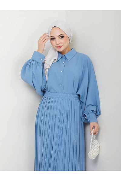 EFSUN MODA Σετ Hijab με Φούστα Mashhadir και Πέτο Πουκάμισο - Πλισέ Φούστα