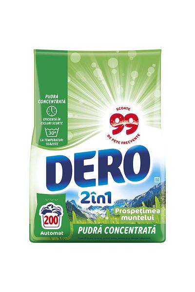 Dero 2in1 Mountain Freshness Powder Laundry Detergent, 15 Kg, 200 Washes