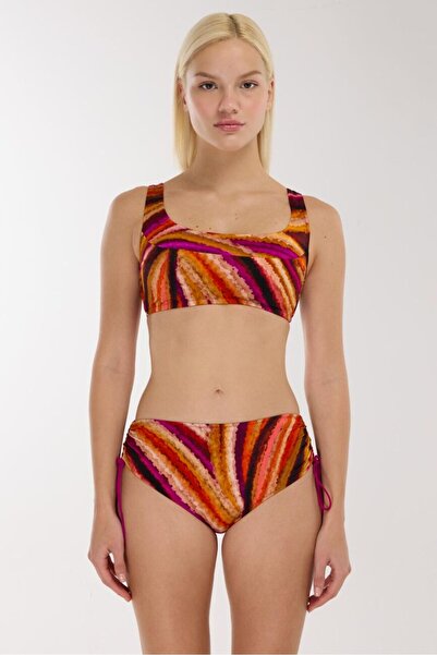 AYYILDIZ 4676 Orange Purple Patterned Bikini Set