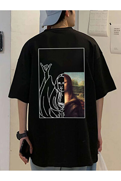 Revasser Unisex muškarci/žene Mona Lisa Special Štampano Oversize kroj Pamuk ...