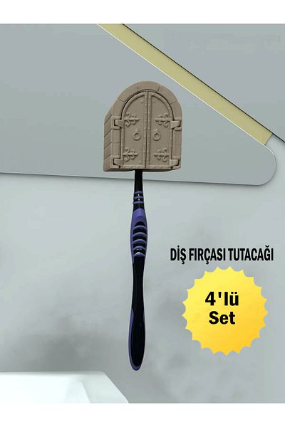 hediyecik Castle Gate Practical Toothbrush Holder-Toothbrush Holder Set of 4