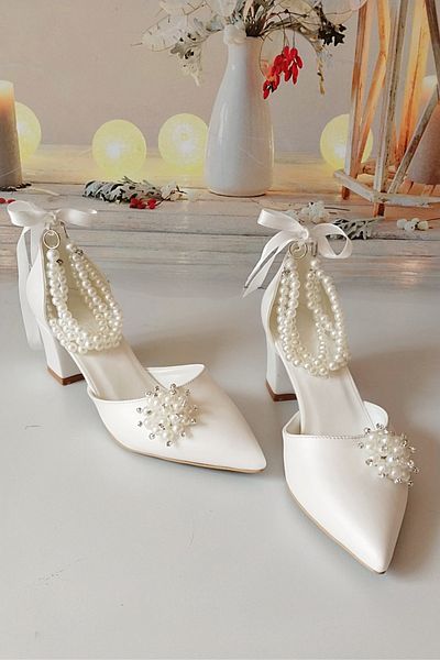 Modavien Women's 5 cm Mother of Pearl Bridal Shoes