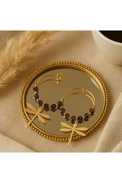 ECARLA Stainless steel earrings, 14K gold plated, with stud, Ecarla, KST2918