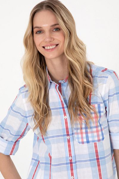 U.S. Polo Assn. Cămașă tunică cu mânecă lungă albastru deschis pentru femei 50299591-vr003
