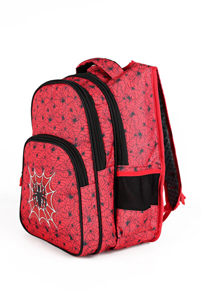 LUGMO 3 Lü İlkokul Çanta Seti Erkek Çocuk Çantası Astarlı Örümcek Adam Kırmızı