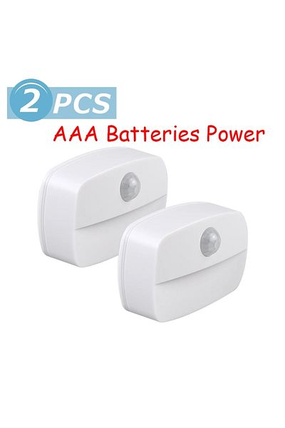 Vacamm Battery Power 2pcs Warm White Mini Led Night Lamp Motion Sensor Light Indoor Aaa Battery Powered Bed