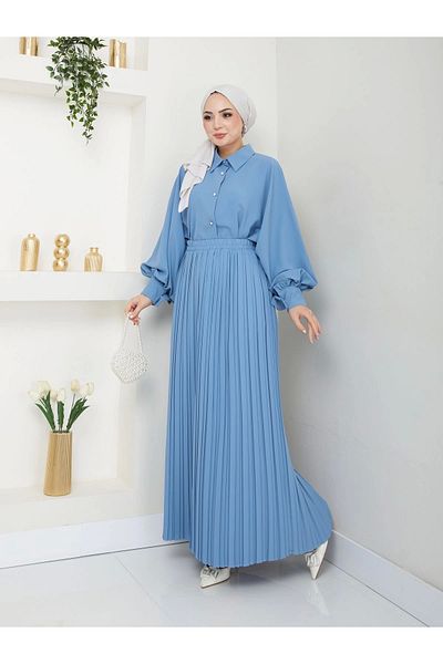 EFSUN MODA Σετ Hijab με Φούστα Mashhadir και Πέτο Πουκάμισο - Πλισέ Φούστα