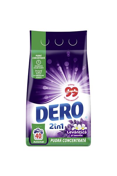 Dero 2in1 Lavender And Jasmine Powder Laundry Detergent, 3kg, 40 Washes