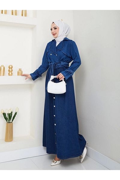 EFSUN MODA Dark Jeans Saw Suit with Skirt Jacket