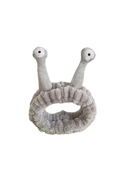 ECARLA Bandă cosmetică tip melc – pluș și moale, 20x5 cm, gri