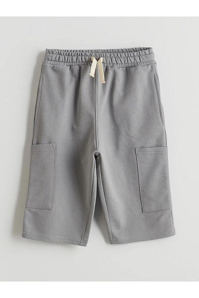 LC Waikiki Lcw Kids Gray Elastic Waist Basic Boy Cargo Shorts