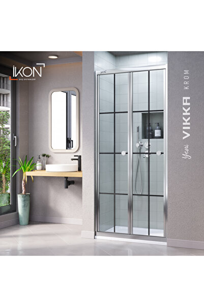 İkon store VİKKA | Krom, Karolajlı Cam, Katlanır Duşakabin