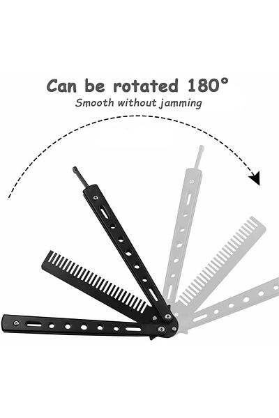 LA PERLA TECH Training Stainless Steel Butterfly Foldable Pocket Comb Moustache Styling Comb for Hair Barber Comb