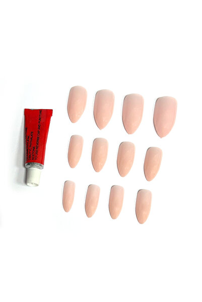 Gold Beauty Takma Tırnak 12 Adet Nude & Sıvı Yapıştırıcılı