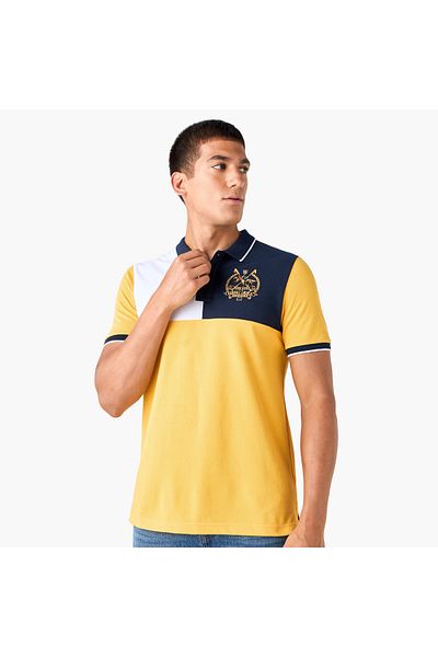 FAV Colourblock Polo T-shirt with Embroidered Detail and Short Sleeves