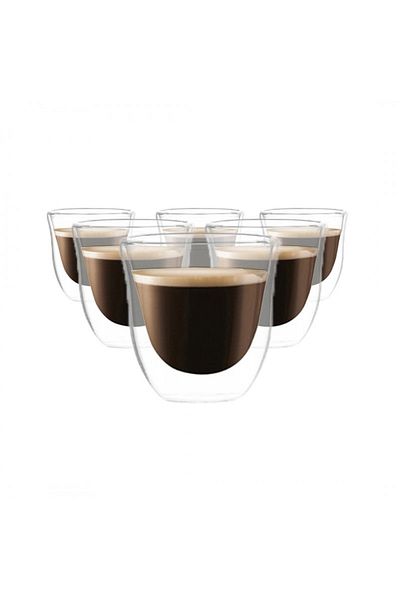 ECARLA Set of 6 coffee glasses, double walls, borosilicate glass, 70 ml