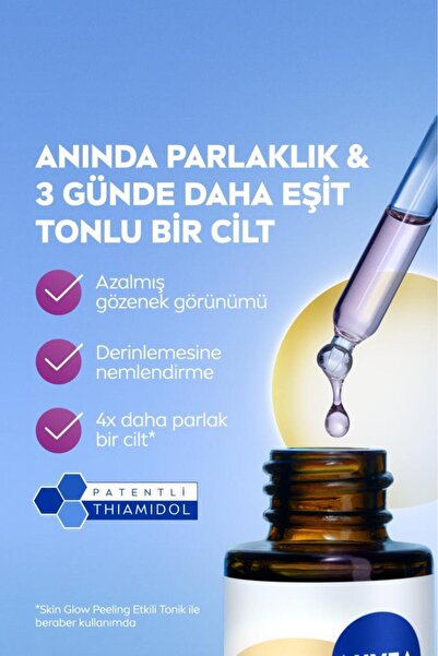 NIVEA Luminous630 Skin Glow Anında Aydınlatıcı Serum 30ml, Eşit Cilt Tonu, Thiamidol, Niasinamid, AloeVera