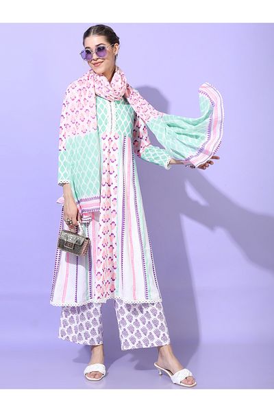 Vishudh By Styli Women Multicolor Printed Viscose Rayon Kurta Set