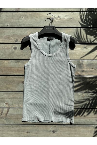 BYBASICMAN Gray Washed Basic Ribbed Undershirt Jj-220