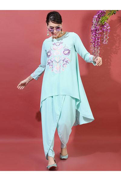 Vishudh By Styli Women Printed High-Low Kurta with Dhoti Pants