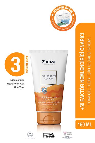 ZAROZA Spf 50 Sunscreen - Suitable for All Skin, 150 ml