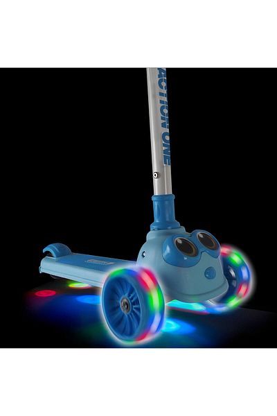 ACTION ONE Trotineta Big Eyes cu roti luminoase si late, blue