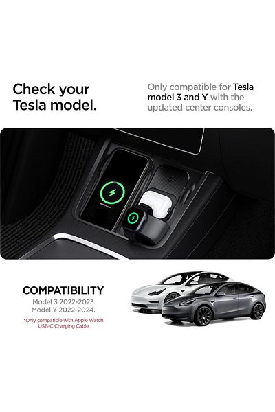 Spigen قاعدة شحن لاسلكية 3 في 1 لسيارات Tesla Model 3 (2022 إلى 2023) وModel Y (2022 إلى 2024)