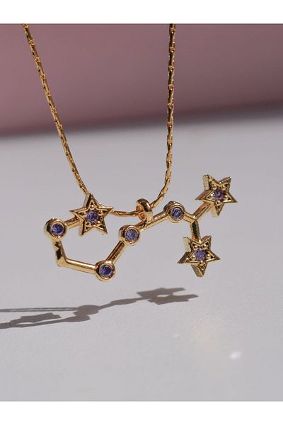 Reorah Collection Star Map Birth Month Stone Necklace - Zodiac Sign Map