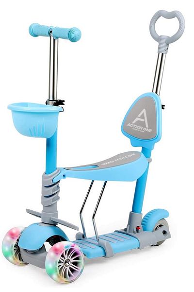 ACTION ONE Trotineta Kinder XS 5 in 1 cu roti luminoase, albastru
