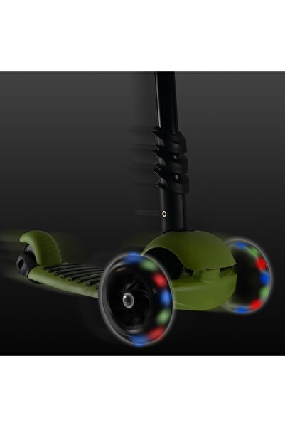 ACTION ONE Big Wheels 3 in 1 scooter with bright and wide wheels, green