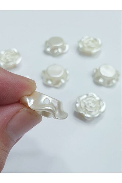 yiğit aksesuar Flower with Pearls - 16 mm Cream (50 Units)