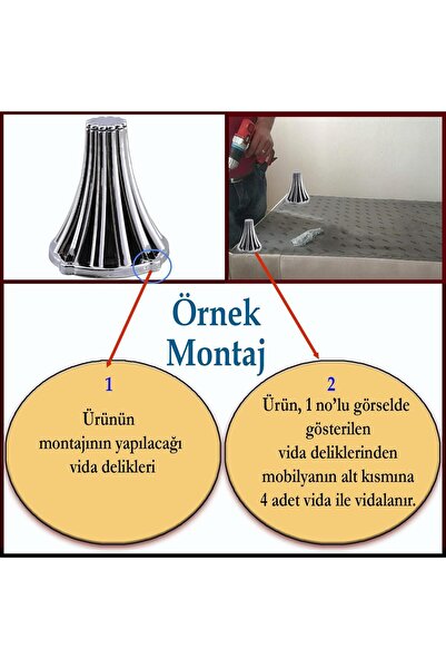 Badem10 (4 Pcs) Istanbul 12 cm Chrome Furniture Sofa Armchair Tv Unit Console Leg Foot Feet