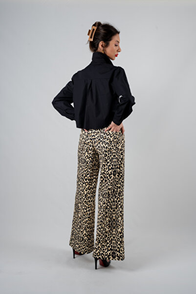 NK Lepor Desenli Mom Yüksek Bel Jean Pantolon Leopard X Leo Rush