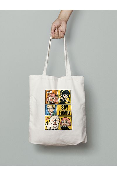 Akumastik Spy X Family Anya Yor Loid Forger Tote Bag 35X40 cm - Tote Bag- Anime Printed Bag
