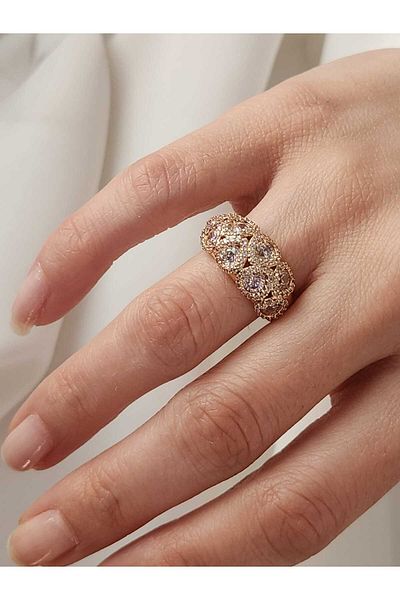 ZÜLİSCH Zircon Stone Rosegold Steel Ring 8 mm Xp Special Series