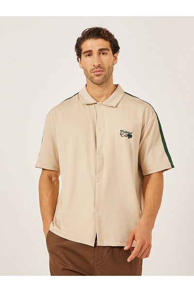 Styli Embroidered Oversized Shirt with Tape Detail