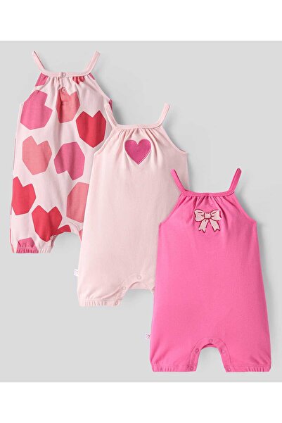 Bonfino رومبيرات بونفينو مطبوعة بقلوب (عبوة من 3 قطع) - وردي